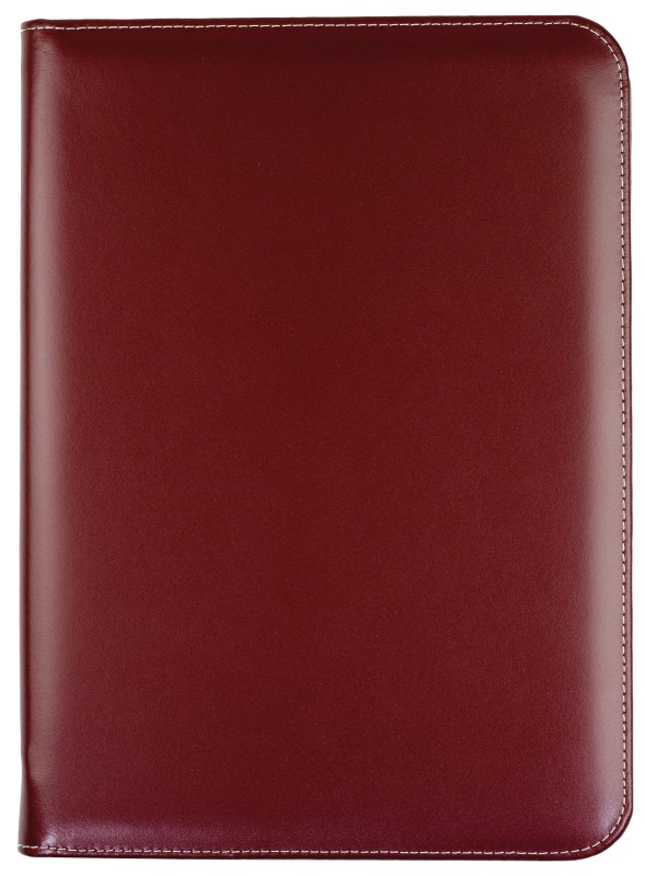 Reißverschluss Schreibmappe DIN A4, incl. Memoblock CAMBRIDGE Top Grain Rindleder rot
