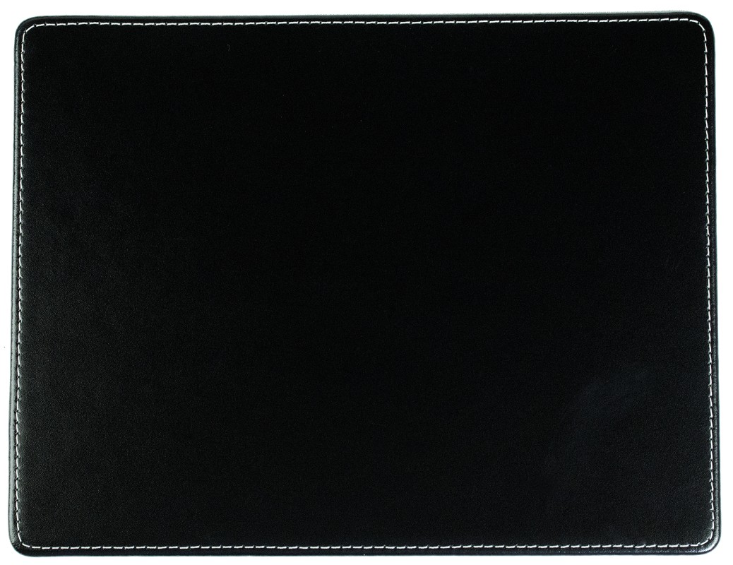 Mousepad CAMBRIDGE Top Grain Rindspaltleder mit heller Kontrastnaht schwarz