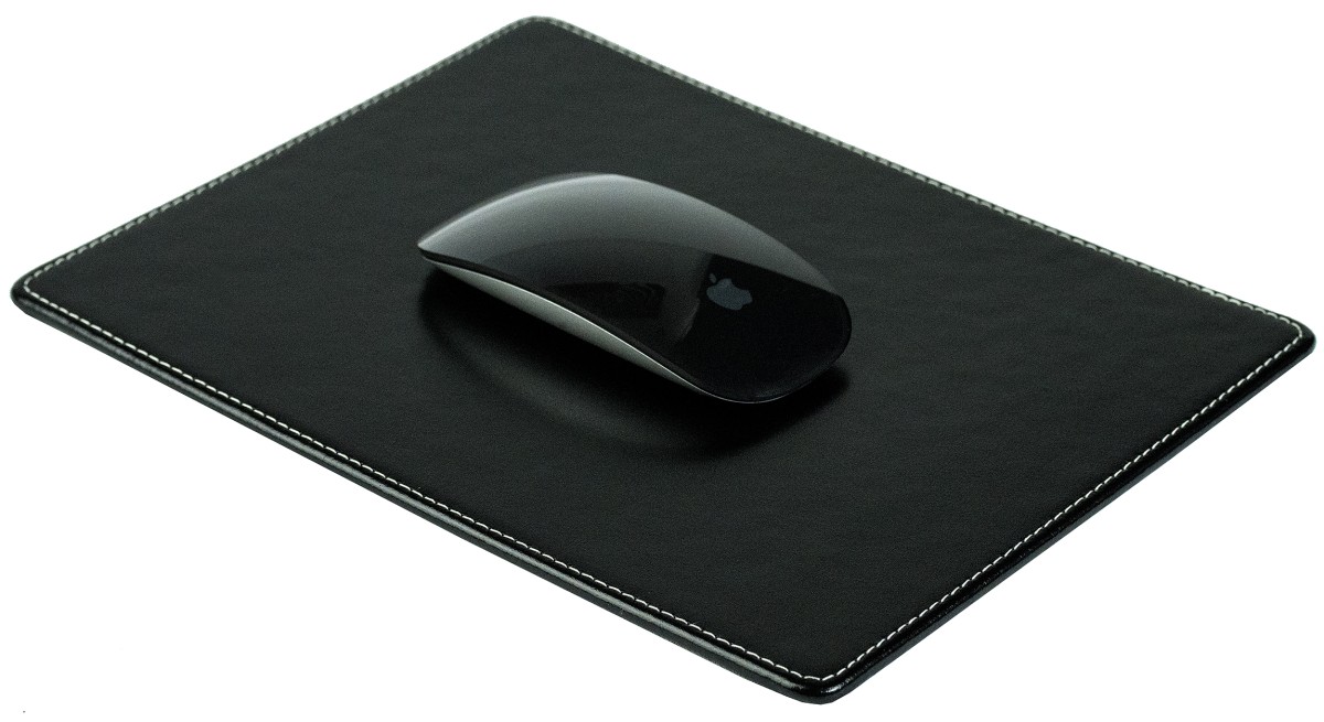 Mousepad CAMBRIDGE Top Grain Rindspaltleder mit heller Kontrastnaht schwarz
