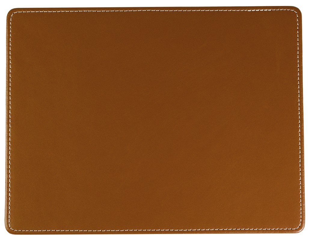 Mousepad CAMBRIDGE Top Grain Rindspaltleder mit heller Kontrastnaht hellbraun