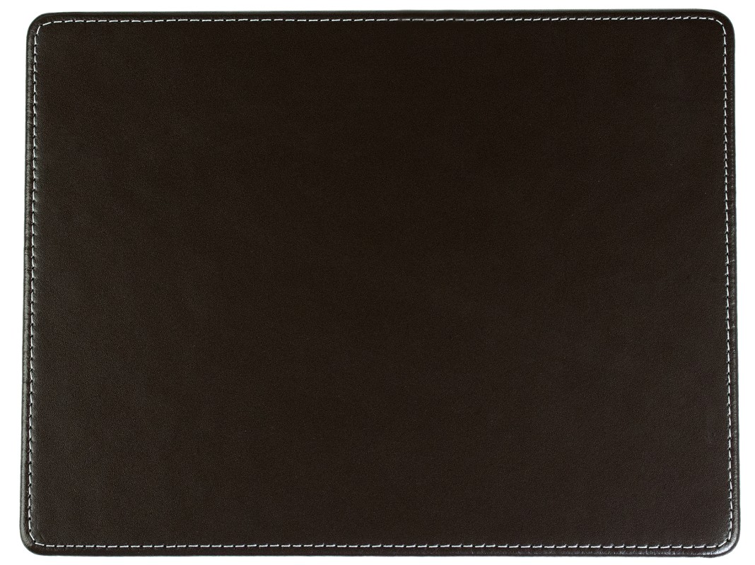 Mousepad CAMBRIDGE Top Grain Rindspaltleder mit heller Kontrastnaht dunkelbraun