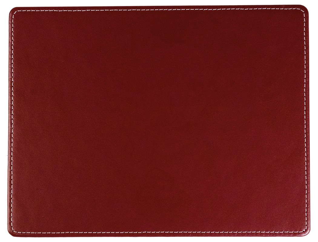 Mousepad CAMBRIDGE Top Grain Rindspaltleder mit heller Kontrastnaht rot