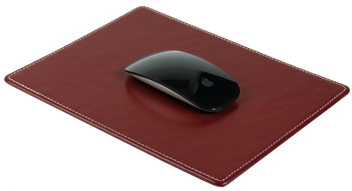 Mousepad CAMBRIDGE Top Grain Rindspaltleder mit heller Kontrastnaht rot