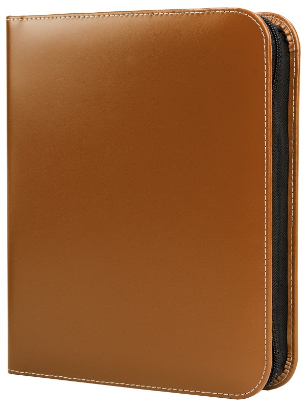RV-Ringbuch DIN A5, incl. Memoblock, 4-Ring-25mm-Combimechanik CAMBRIDGE Top Grain Rindspaltleder mit heller Kontrastnaht hellbraun