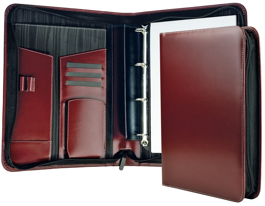 Manager Orga Mappe XXL in CAMBRIDGE Top Grain Rindleder rot