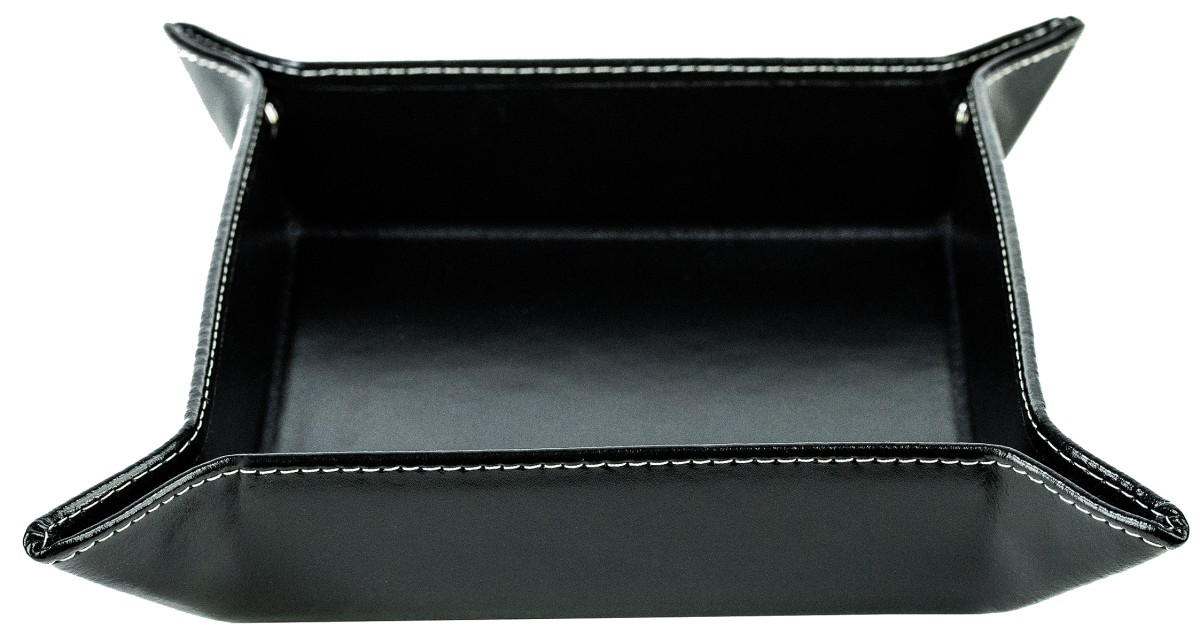 Taschenleerer / Utensilienschale CAMBRIDGE Top Grain Rindspaltleder mit heller Kontrastnaht schwarz