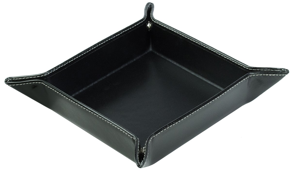 Taschenleerer / Utensilienschale CAMBRIDGE Top Grain Rindspaltleder mit heller Kontrastnaht schwarz