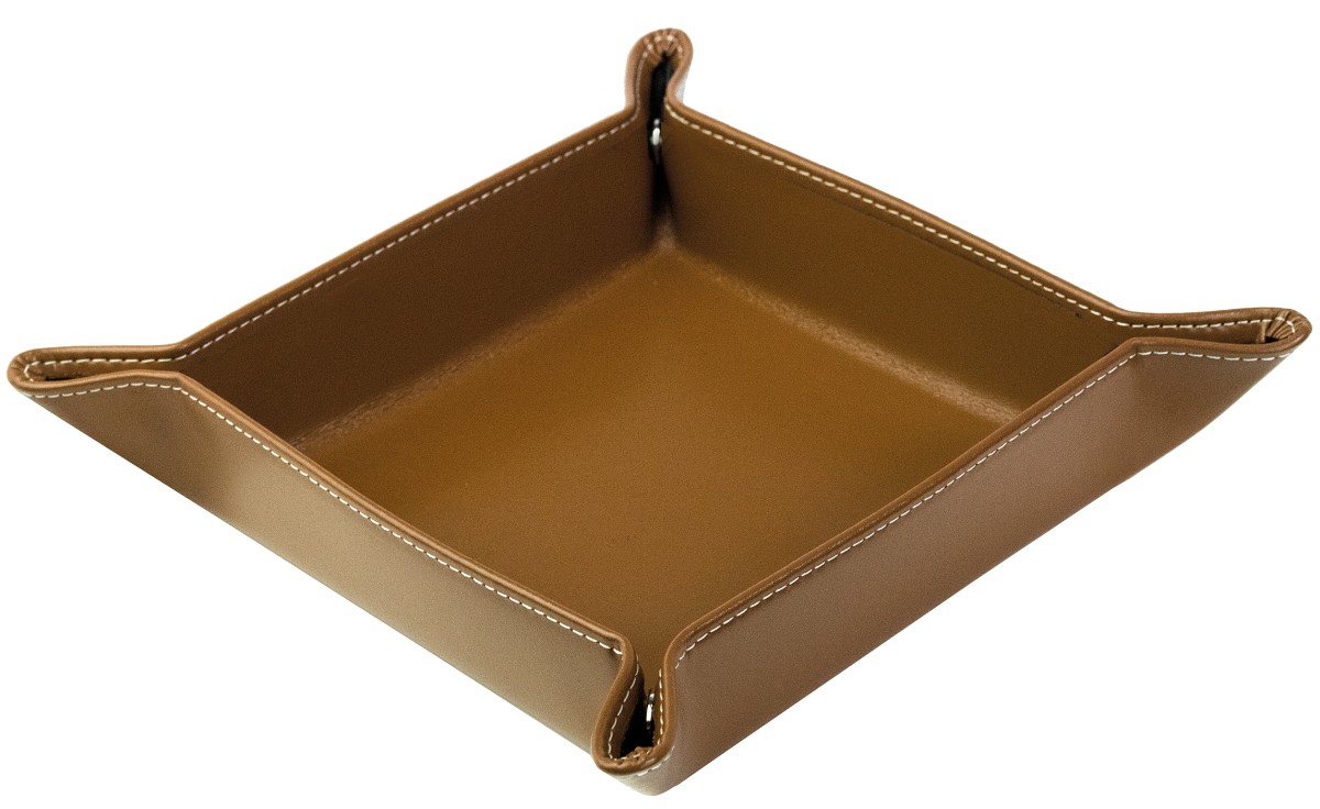Taschenleerer / Utensilienschale CAMBRIDGE Top Grain Rindspaltleder mit heller Kontrastnaht hellbraun