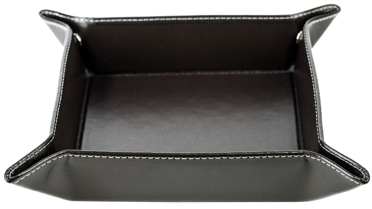 Taschenleerer / Utensilienschale CAMBRIDGE Top Grain Rindspaltleder mit heller Kontrastnaht dunkelbraun