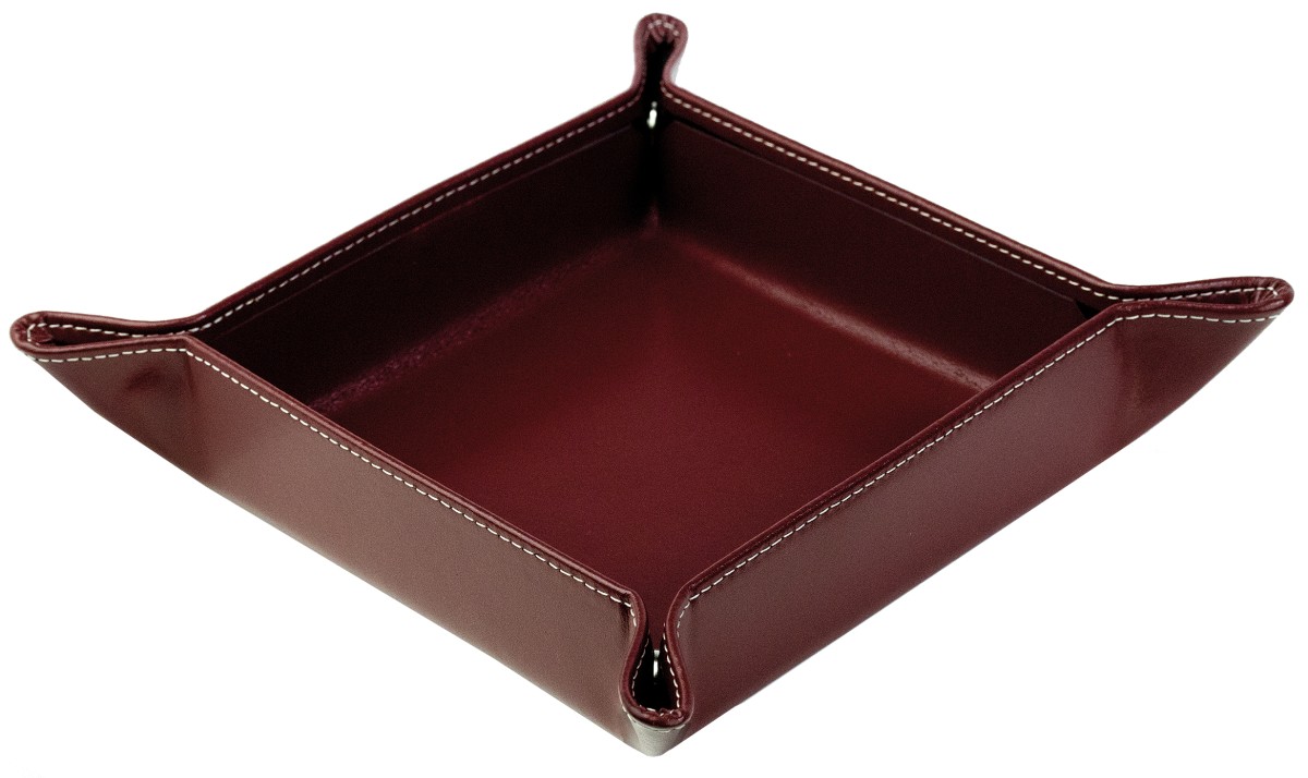 Taschenleerer / Utensilienschale CAMBRIDGE Top Grain Rindspaltleder mit heller Kontrastnaht rot