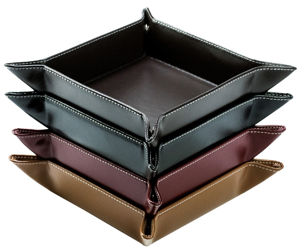 Taschenleerer / Utensilienschale CAMBRIDGE Top Grain Rindspaltleder mit heller Kontrastnaht hellbraun