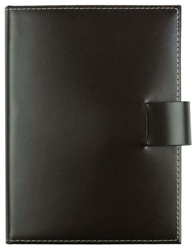 Notizbuch DIN A6+ (gebunden) mit Stecklasche | Echtleder | CAMBRIDGE dunkelbraun