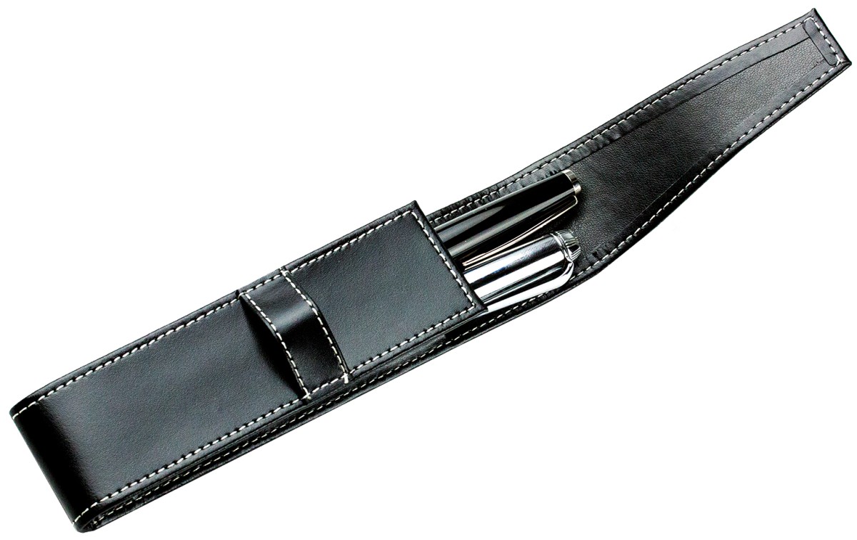 Schreibgeräteetui DUO CAMBRIDGE Top Grain Leder schwarz