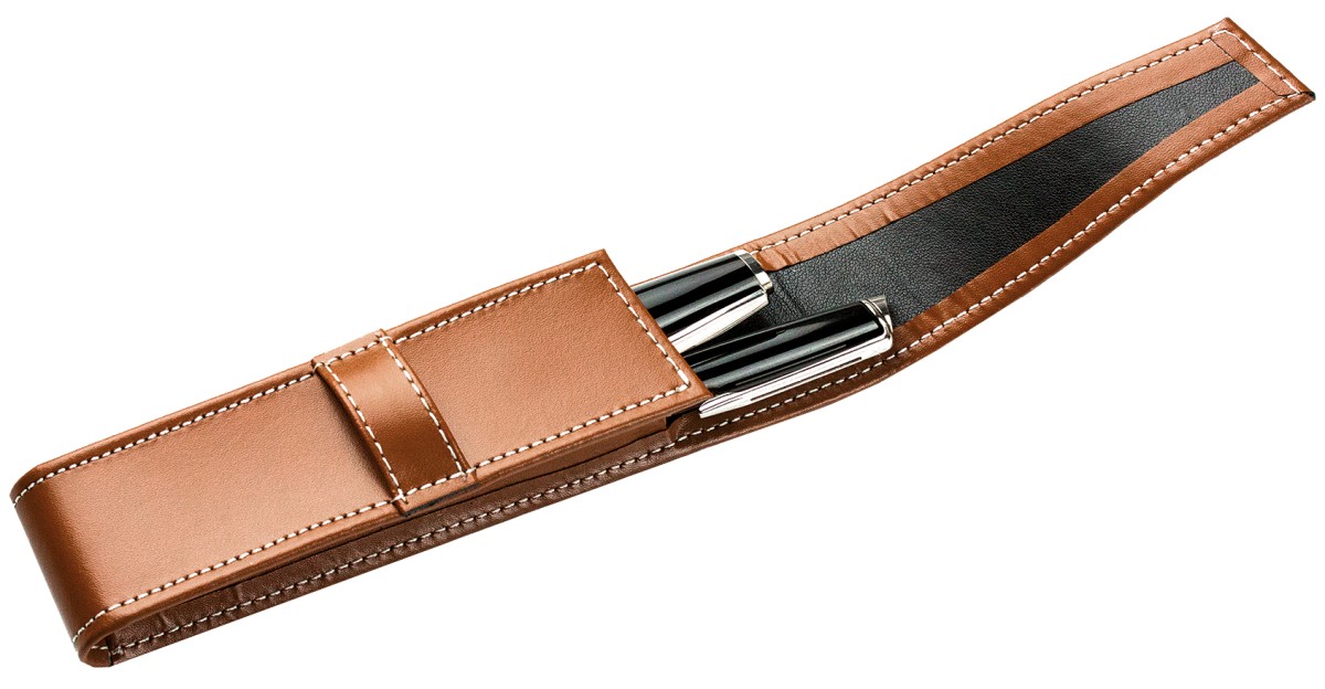 Schreibgeräteetui DUO CAMBRIDGE Top Grain Leder hellbraun