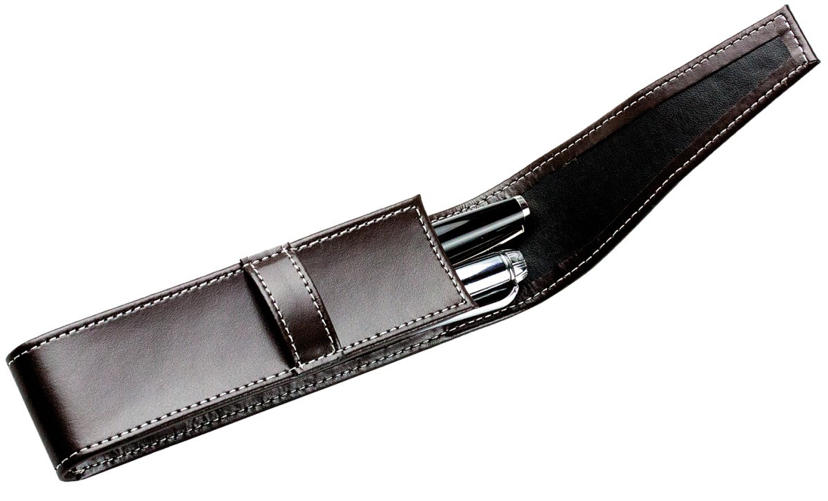 Schreibgeräteetui DUO CAMBRIDGE Top Grain Leder dunkelbraun