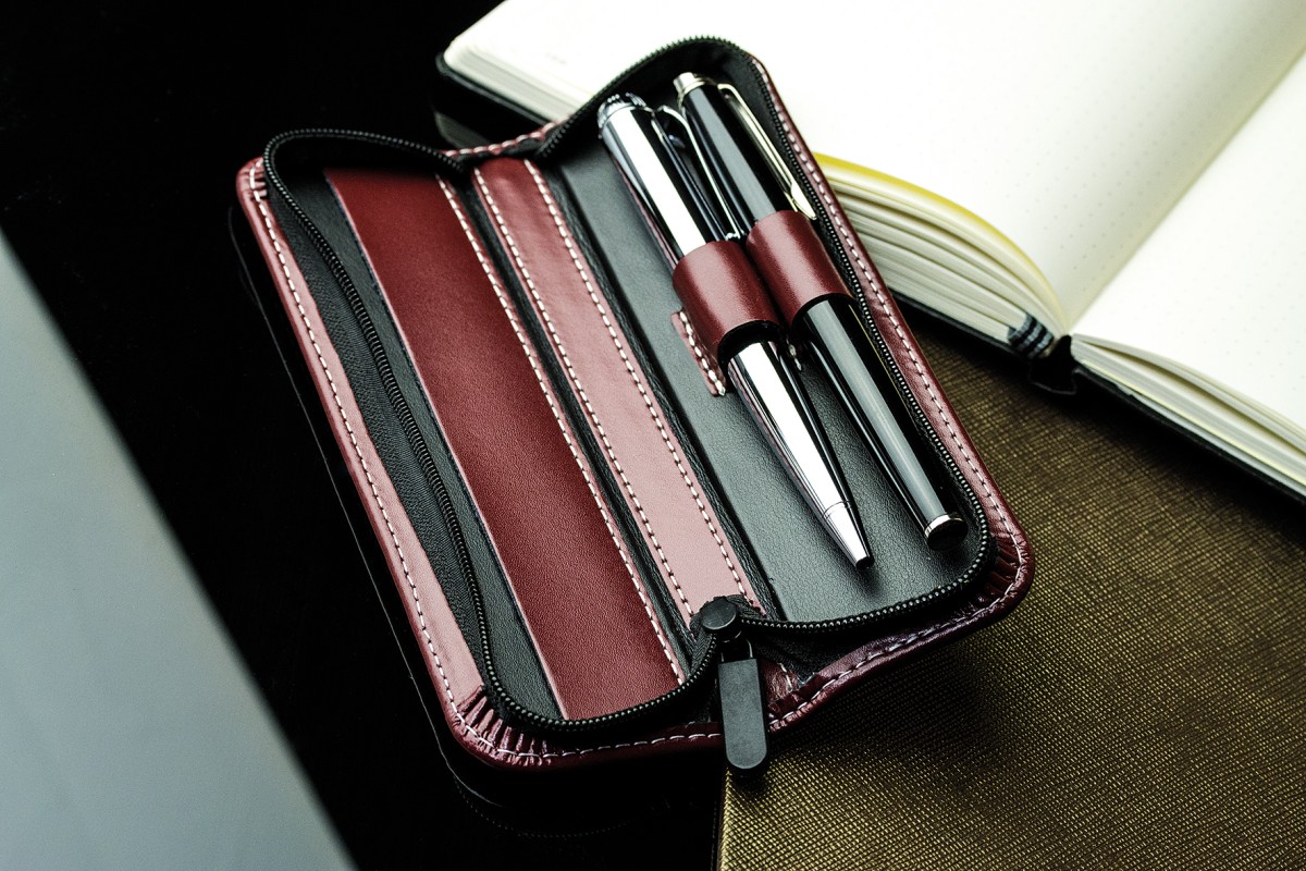 RV-Schreibgeräteetui DUO - CAMBRIDGE Top Grain Leder - rot