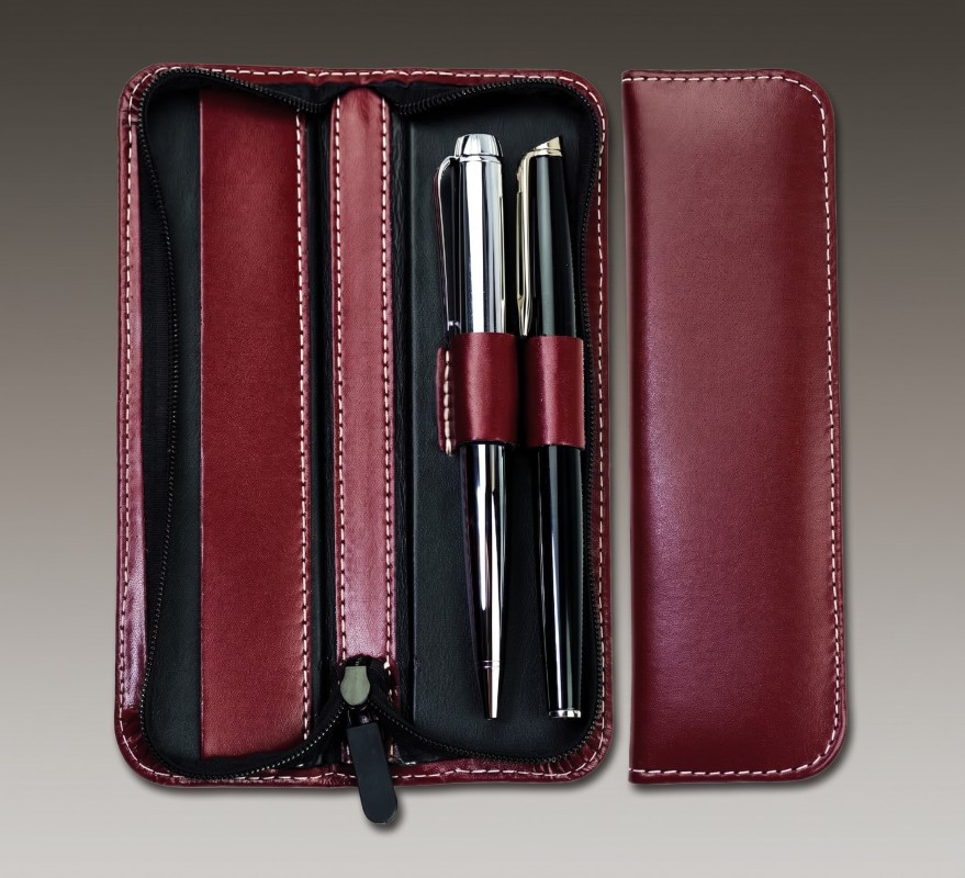RV-Schreibgeräteetui DUO - CAMBRIDGE Top Grain Leder - rot