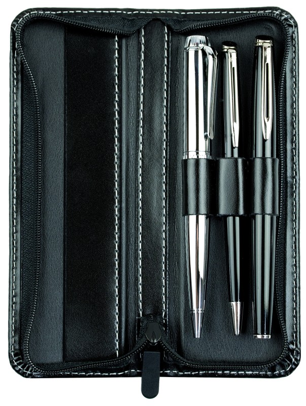 RV-Schreibgeräteetui TRIO - CAMBRIDGE Top Grain Leder - schwarz