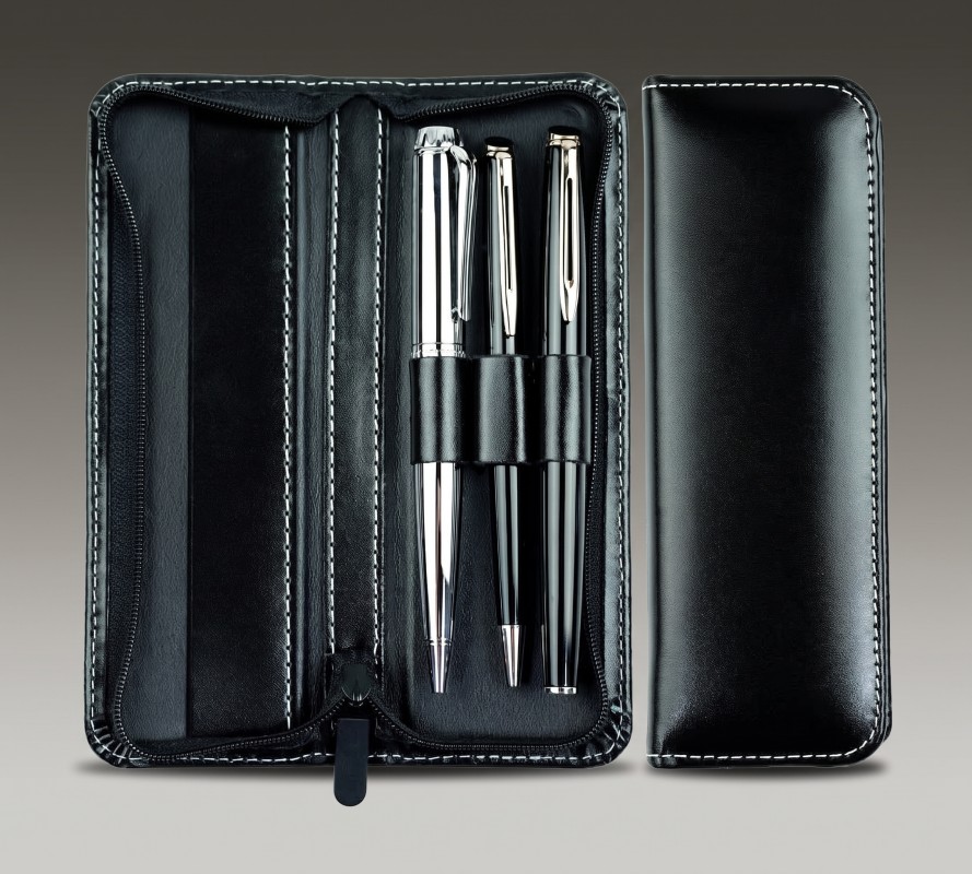 RV-Schreibgeräteetui TRIO - CAMBRIDGE Top Grain Leder - schwarz
