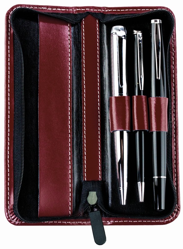 RV-Schreibgeräteetui TRIO - CAMBRIDGE Top Grain Leder - rot
