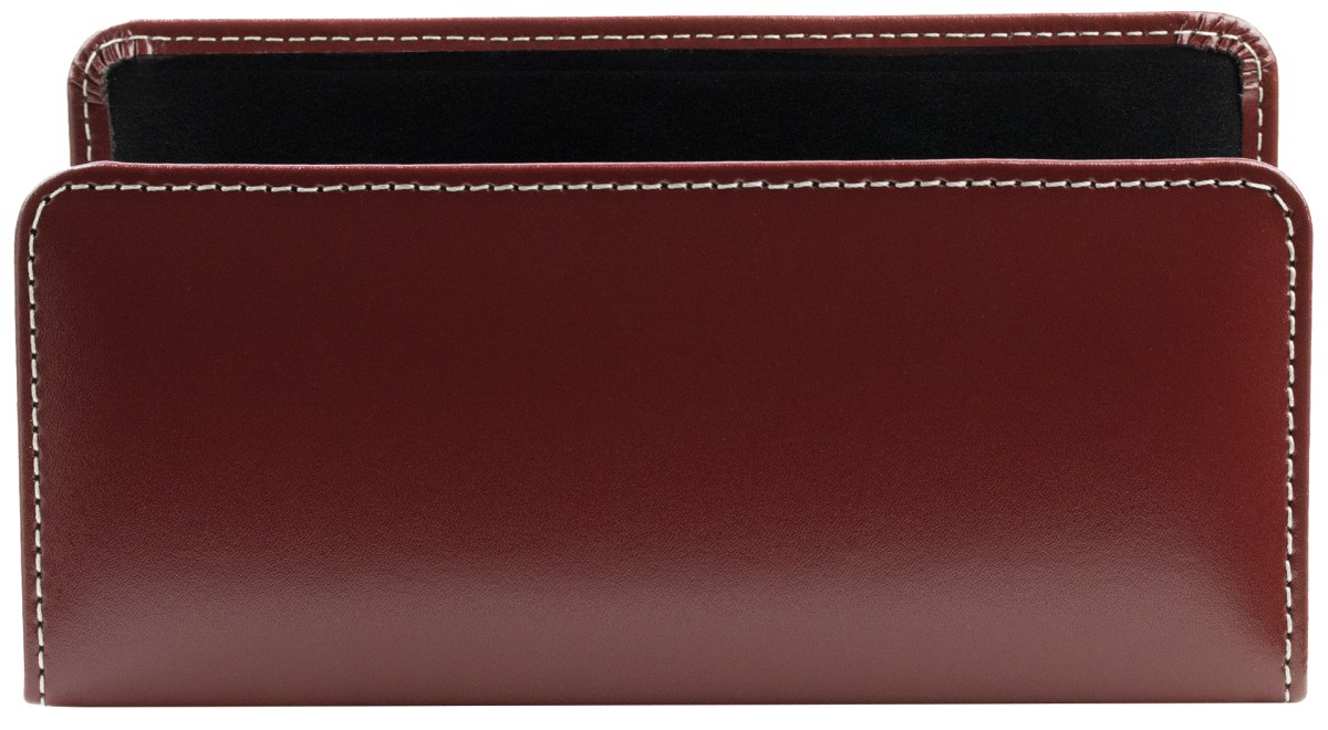 Briefständer CAMBRIDGE Top Grain Rindspaltleder mit heller Kontrastnaht rot