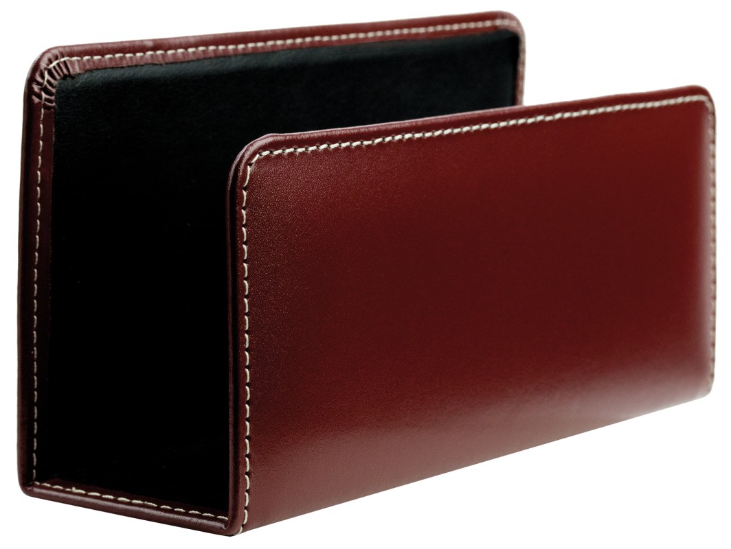 Briefständer CAMBRIDGE Top Grain Rindspaltleder mit heller Kontrastnaht rot
