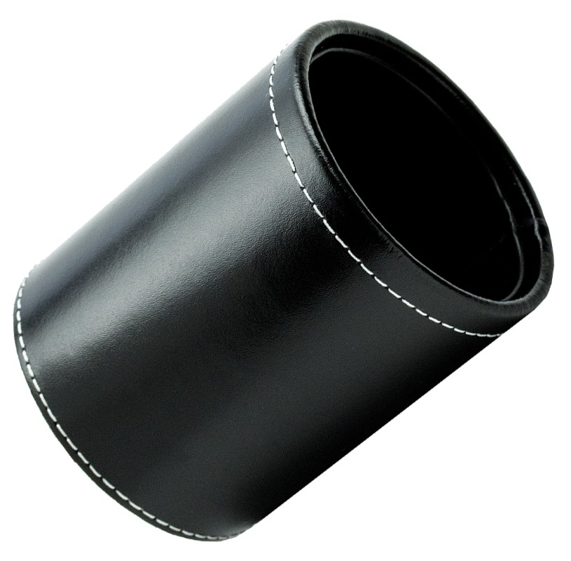 Stifteköcher rund CAMBRIDGE Top Grain Rindspaltleder mit heller Kontrastnaht schwarz