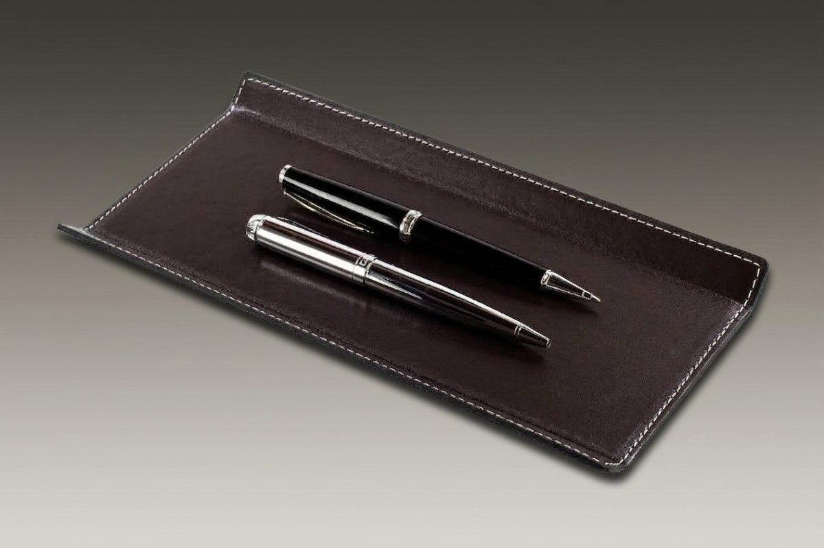 Federschale CAMBRIDGE Top Grain Rindspaltleder mit heller Kontrastnaht dunkelbraun