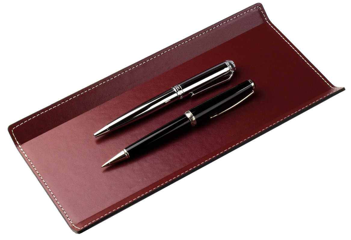 Federschale CAMBRIDGE Top Grain Rindspaltleder mit heller Kontrastnaht rot