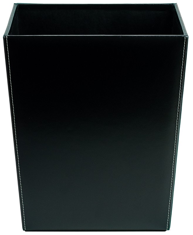 Papierkorb CAMBRIDGE Top Grain Rindspaltleder mit heller Kontrastnaht schwarz