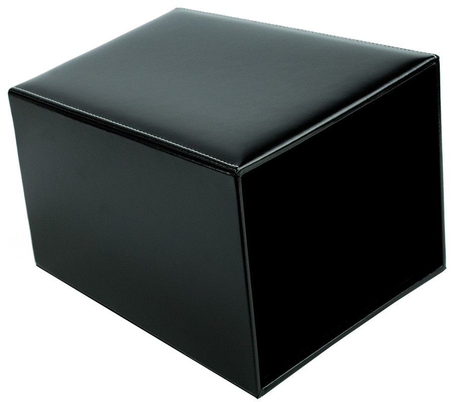 Papierkorb CAMBRIDGE Top Grain Rindspaltleder mit heller Kontrastnaht schwarz