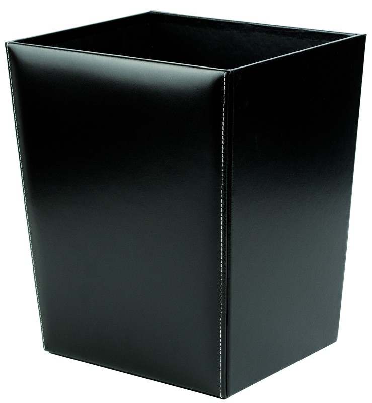 Papierkorb CAMBRIDGE Top Grain Rindspaltleder mit heller Kontrastnaht schwarz