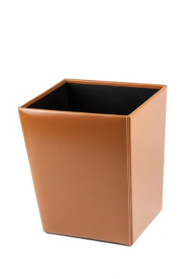 Papierkorb CAMBRIDGE Top Grain Rindspaltleder mit heller Kontrastnaht hellbraun