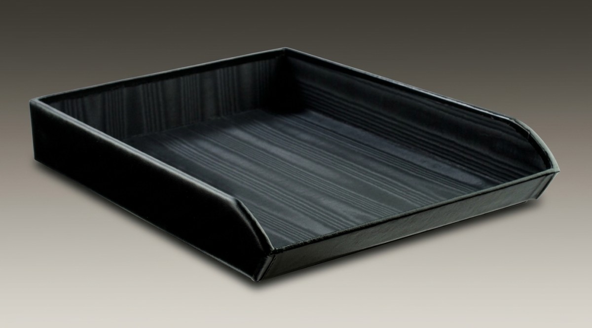 Briefablagekorb für DIN A4 CAMBRIDGE Top Grain Rindspaltleder schwarz