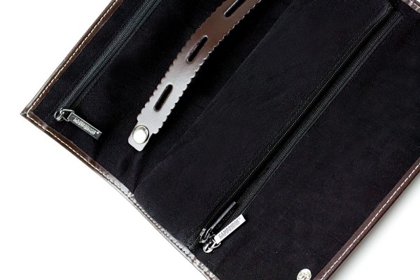 Schmuckrolle CAMBRIDGE Top Grain Rindspaltleder mit heller Kontrastnaht dunkelbraun