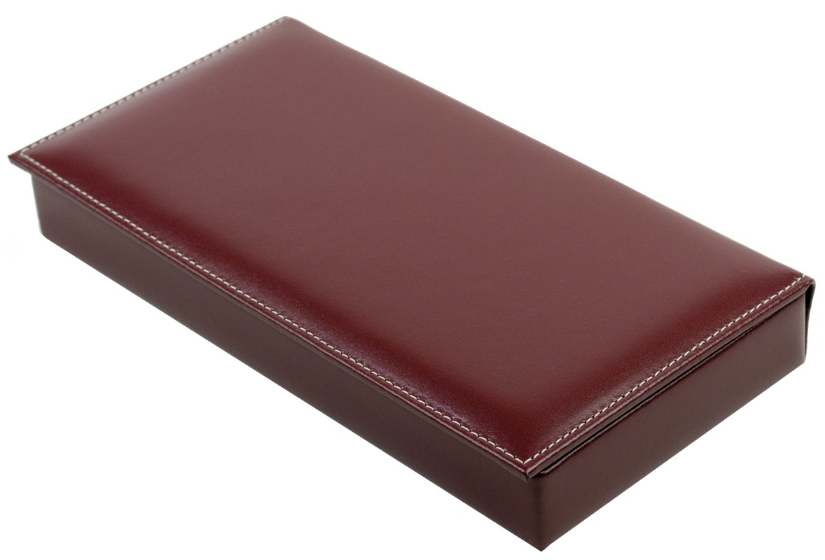 Ablagekasten mit Deckel CAMBRIDGE Top Grain Rindspaltleder rot