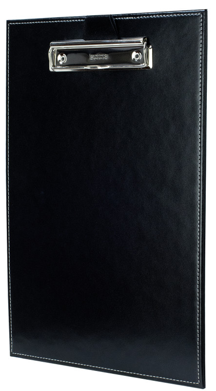 Klemmbrett DIN A4 mit Blockklemme in CAMBRIDGE Top Grain Rindspaltleder schwarz