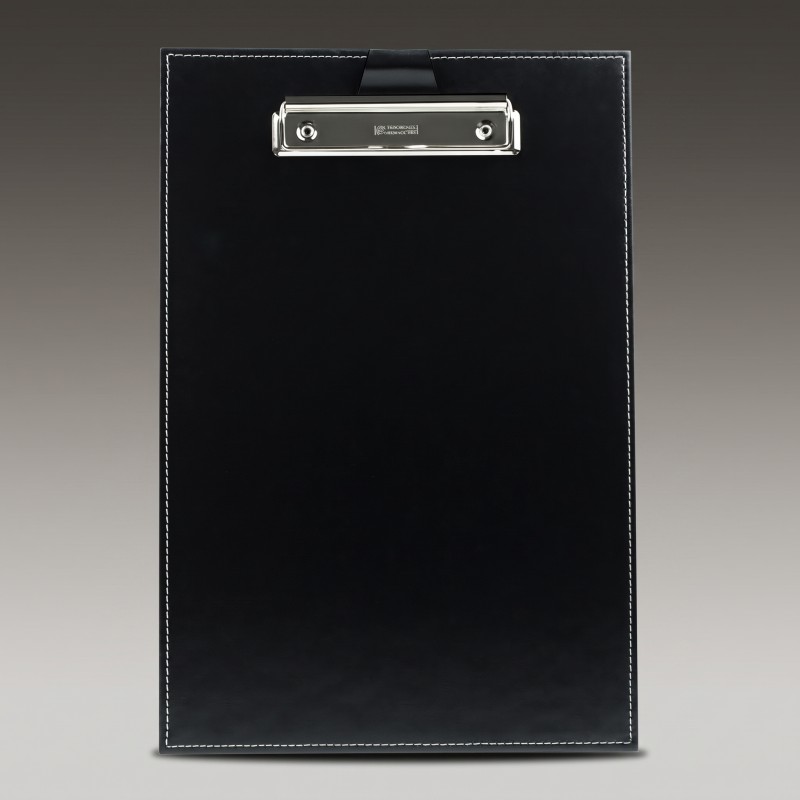 Klemmbrett DIN A4 mit Blockklemme in CAMBRIDGE Top Grain Rindspaltleder schwarz
