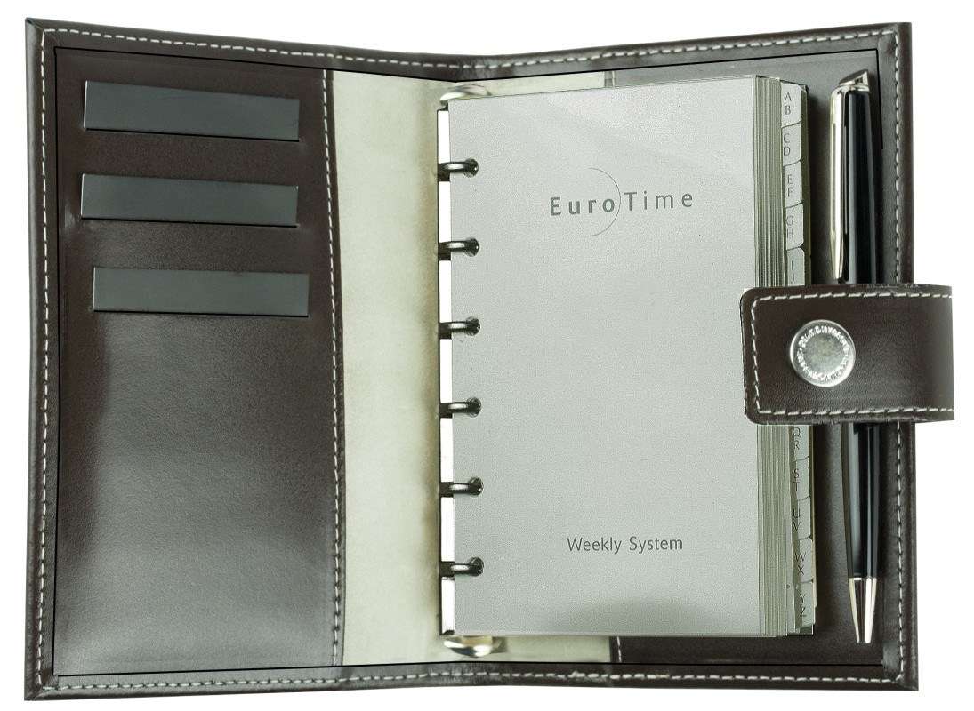 Pocket Design Diary Mini für das Jahr 2026, Cambridge Top Grain Leder, dunkelbraun