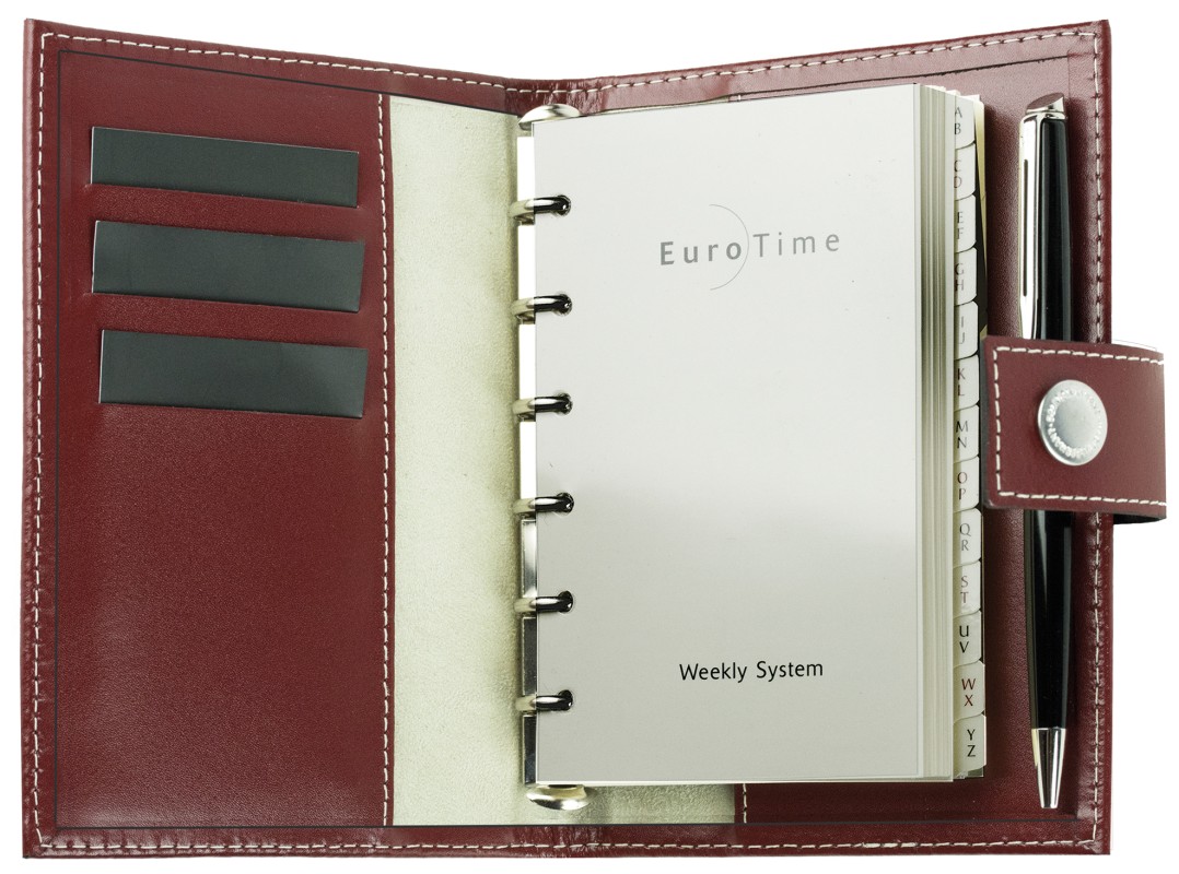 Pocket Design Diary Mini für das Jahr 2026, Cambridge Top Grain Leder, rot