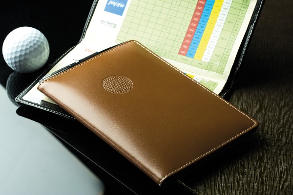 Preview: Golfkartenetui inklusive Minikugelschreiber CAMBRIDGE Top Grain Rindspaltleder hellbraun