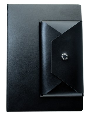 BOOKclip XL für Notizbücher und Kalender - CAMBRIDGE Top Grain Leder schwarz
