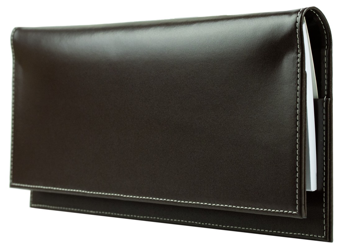 Tischquerkalender (auswechselbar) für 2027 - Cambridge Top Grain Leder dunkelbraun