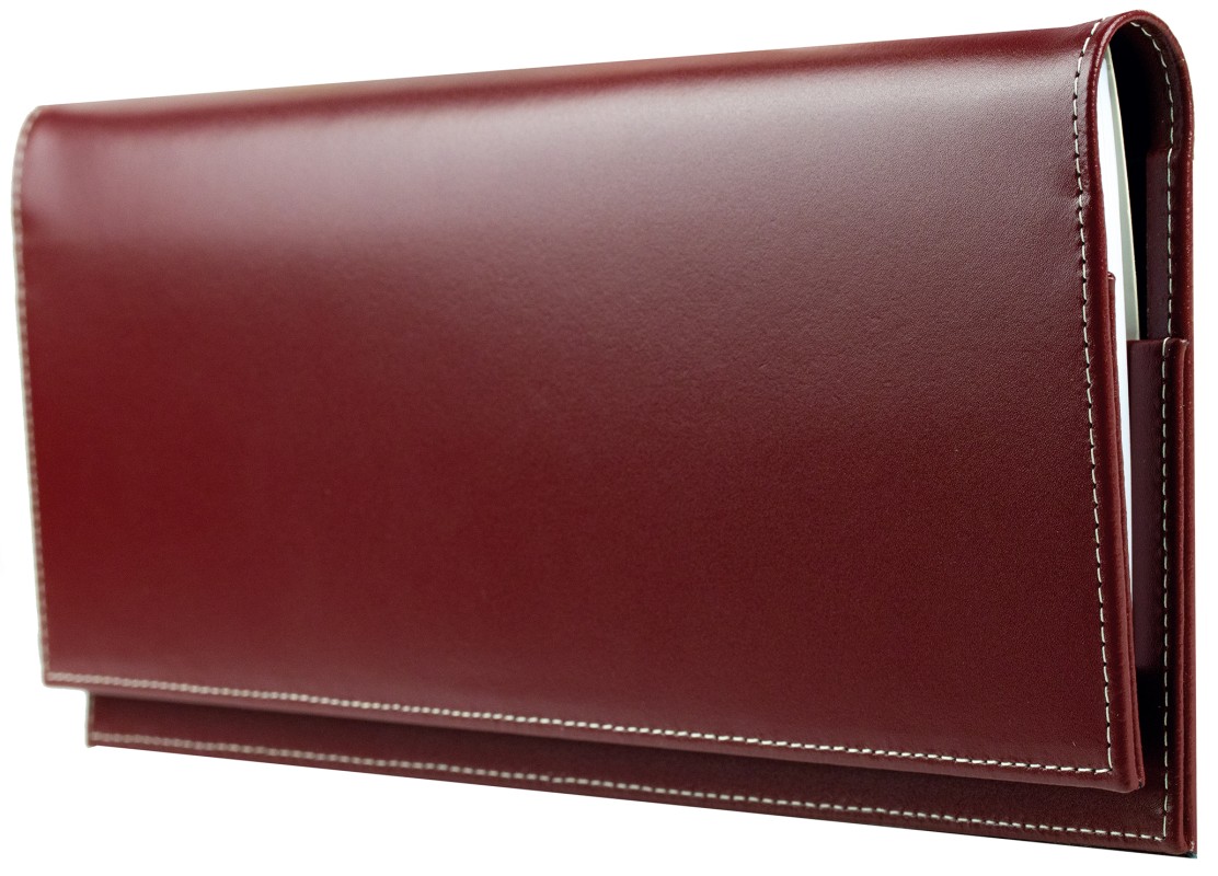 Tischquerkalender (auswechselbar) für 2027 - Cambridge Top Grain Leder rot