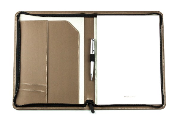 Reissverschluss Schreibmappe DIN A4 ECO APPLE LEATHER Lederimitat braun