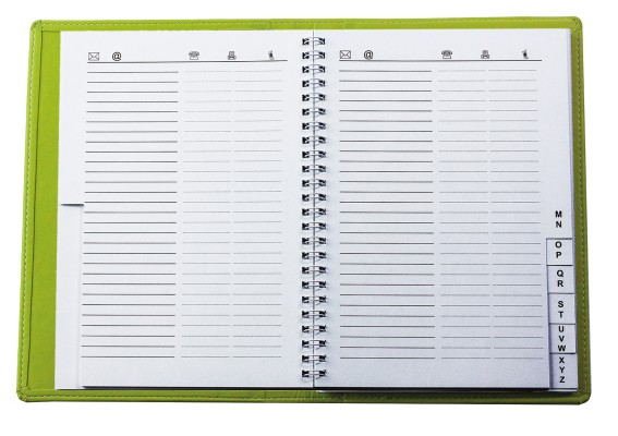 Adressbuch DIN A5 mit Gummibandverschluss Lederimitat ECO APPLE LEATHER grün