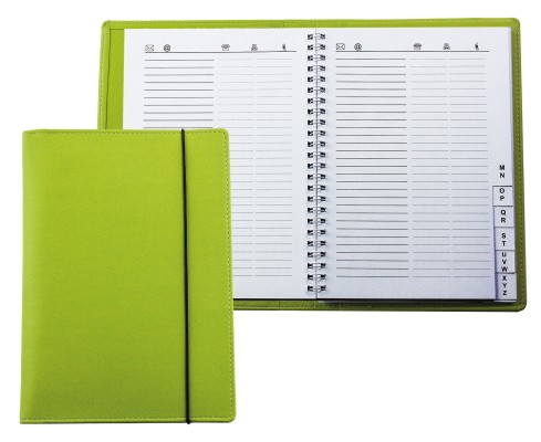 Adressbuch DIN A5 mit Gummibandverschluss Lederimitat ECO APPLE LEATHER grün