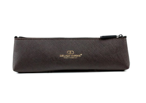Schlamper Etui SMALL SAFFIANO Lederimitat dunkelbraun