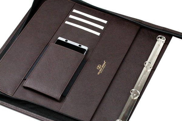 Manager Orgamappe DIN A4 SMALL SAFFIANO Lederimitat dunkelbraun