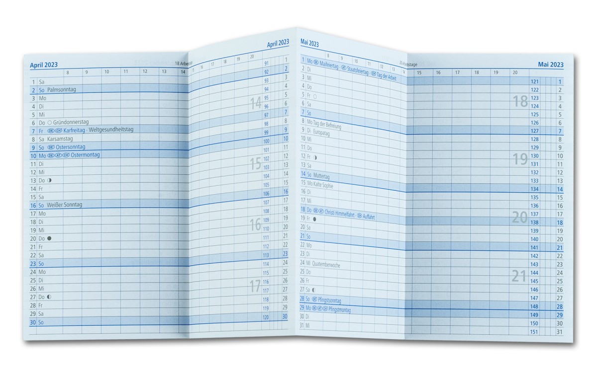Leporello Faltkalender deutsch 2026 + 2027 PREMIUM LEDER SOFT GRAIN rot (genarbt)